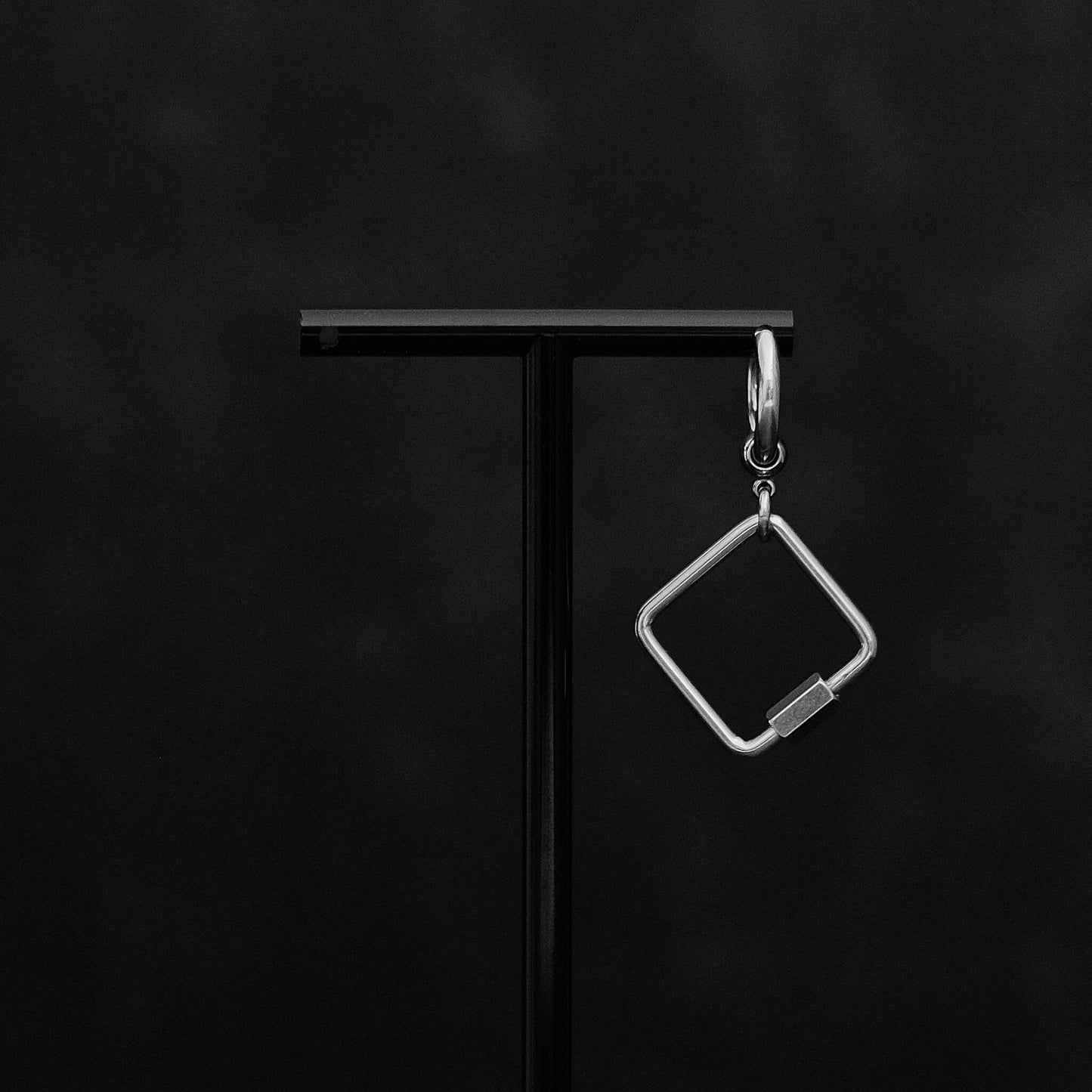 Stainless Steel Square Carabiner Hoop Earring