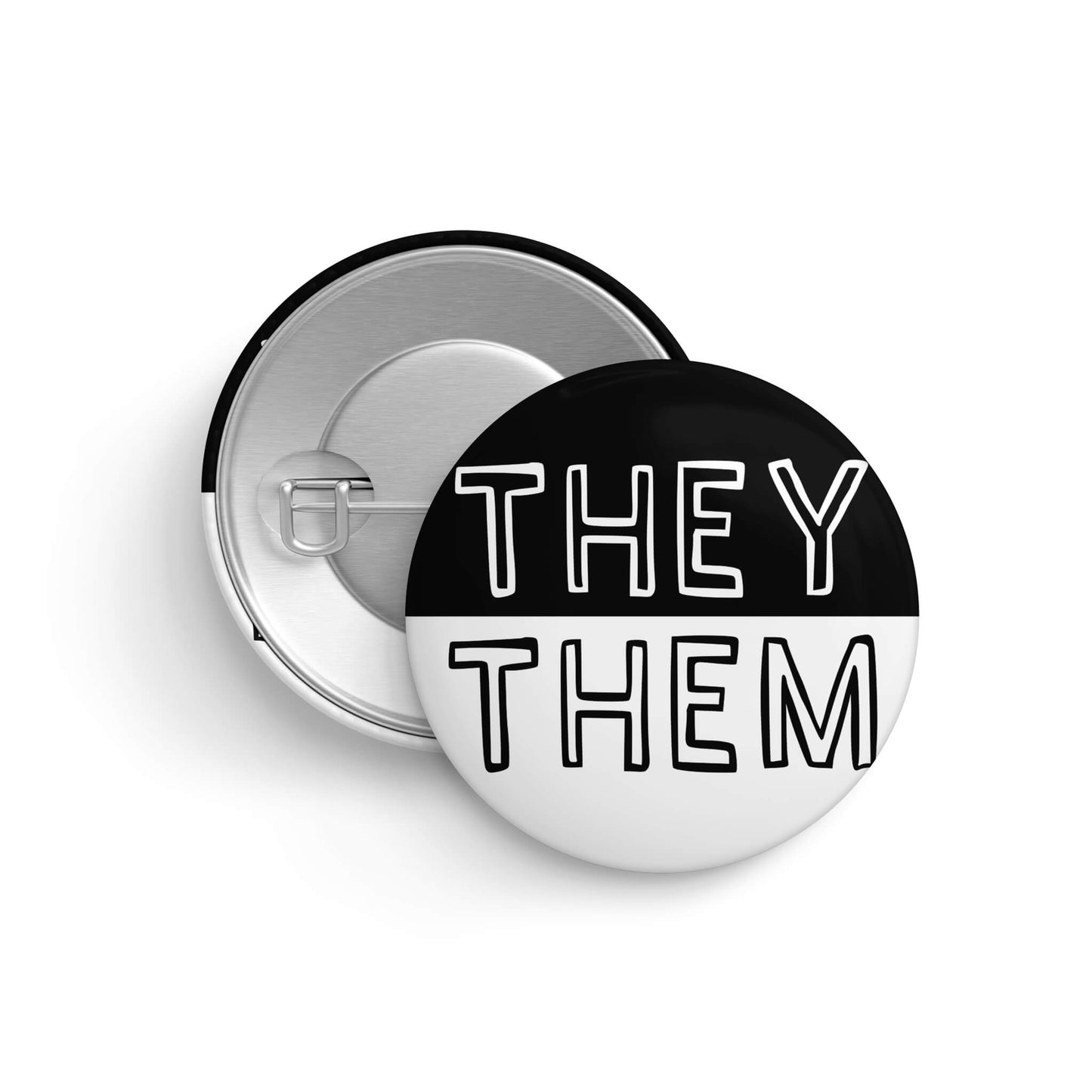 They Them Black and White Pronoun Pin