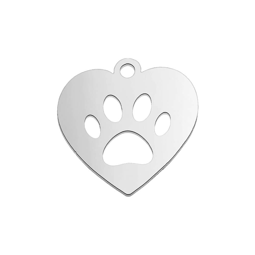 Paw Print Heart Stainless Steel Carabiner Charm