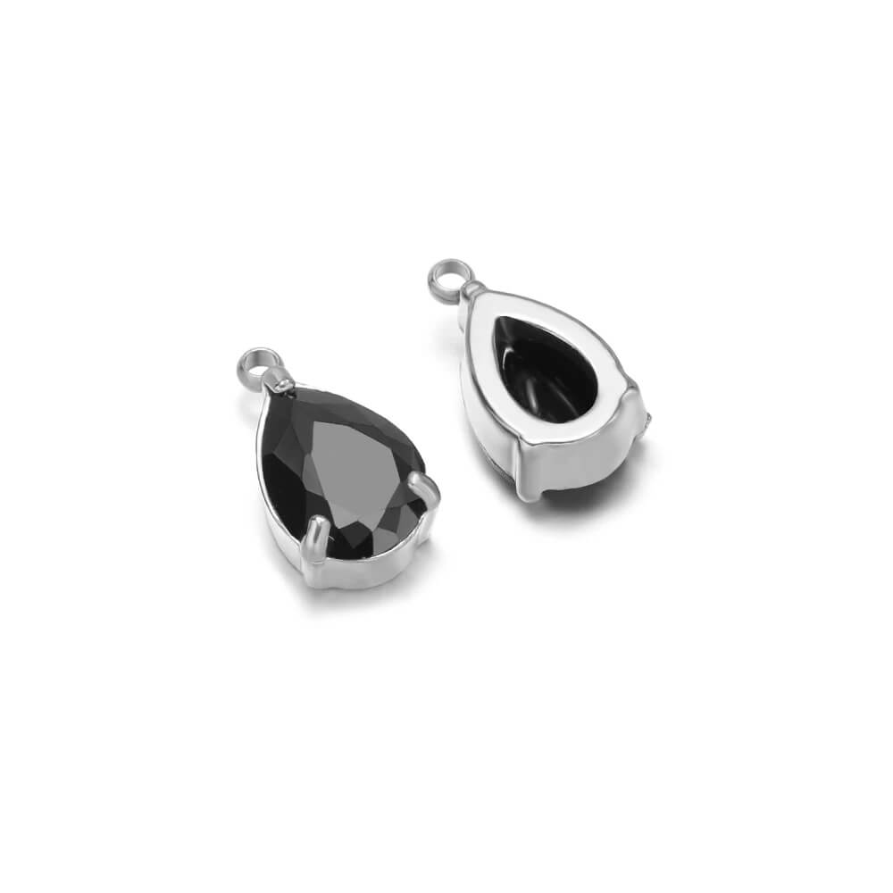 Teardrop Crystal Stainless Steel Carabiner Charm