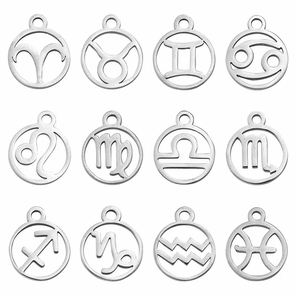 Zodiac Outline Stainless Steel Carabiner Charm