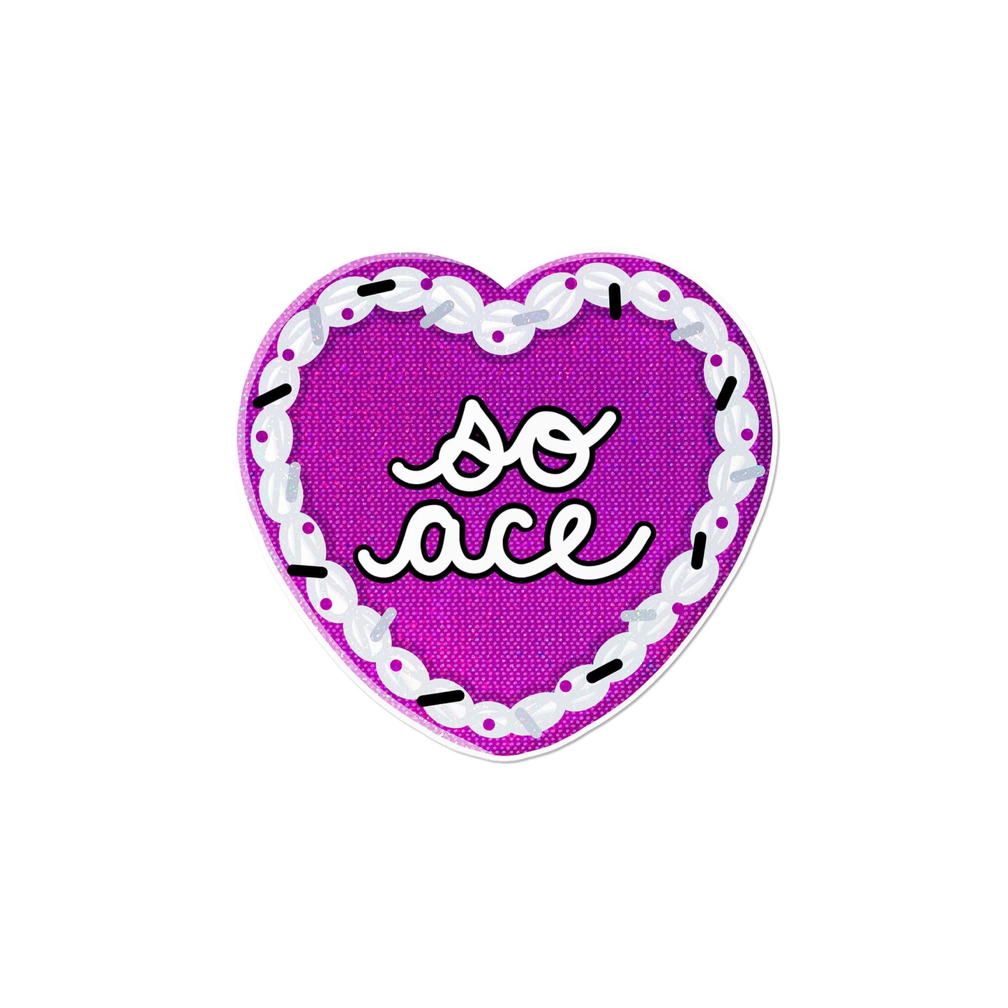Holographic Asexual Heart Cake Sticker