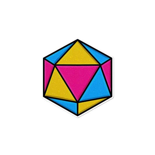 Holographic Pansexual D20 Dice Sticker