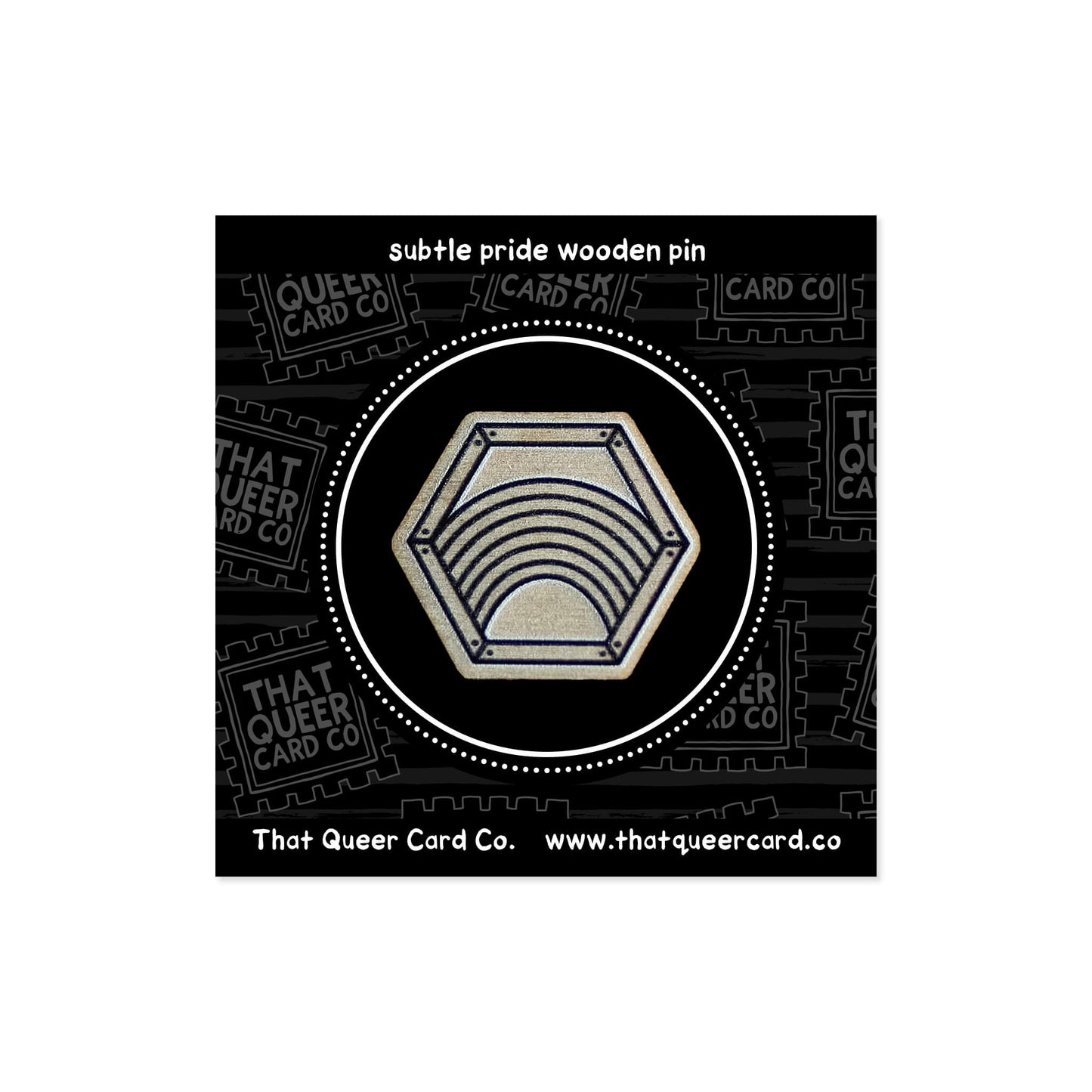 Rainbow in Hexagon Frame Wooden Pin