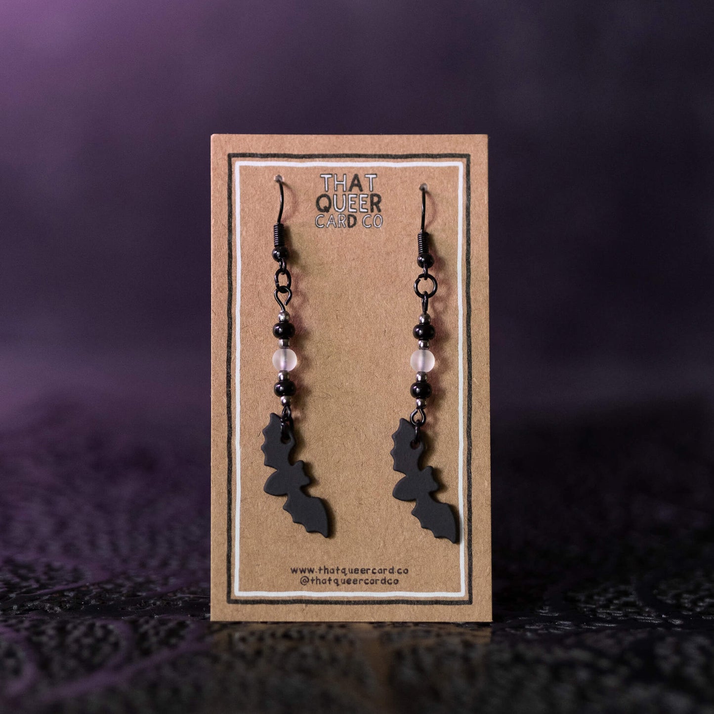 Black Bat Dangle Earrings