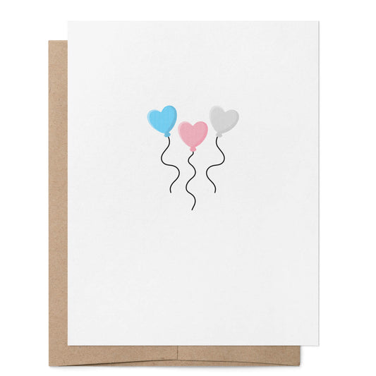 Blank Transgender Heart Balloons Card