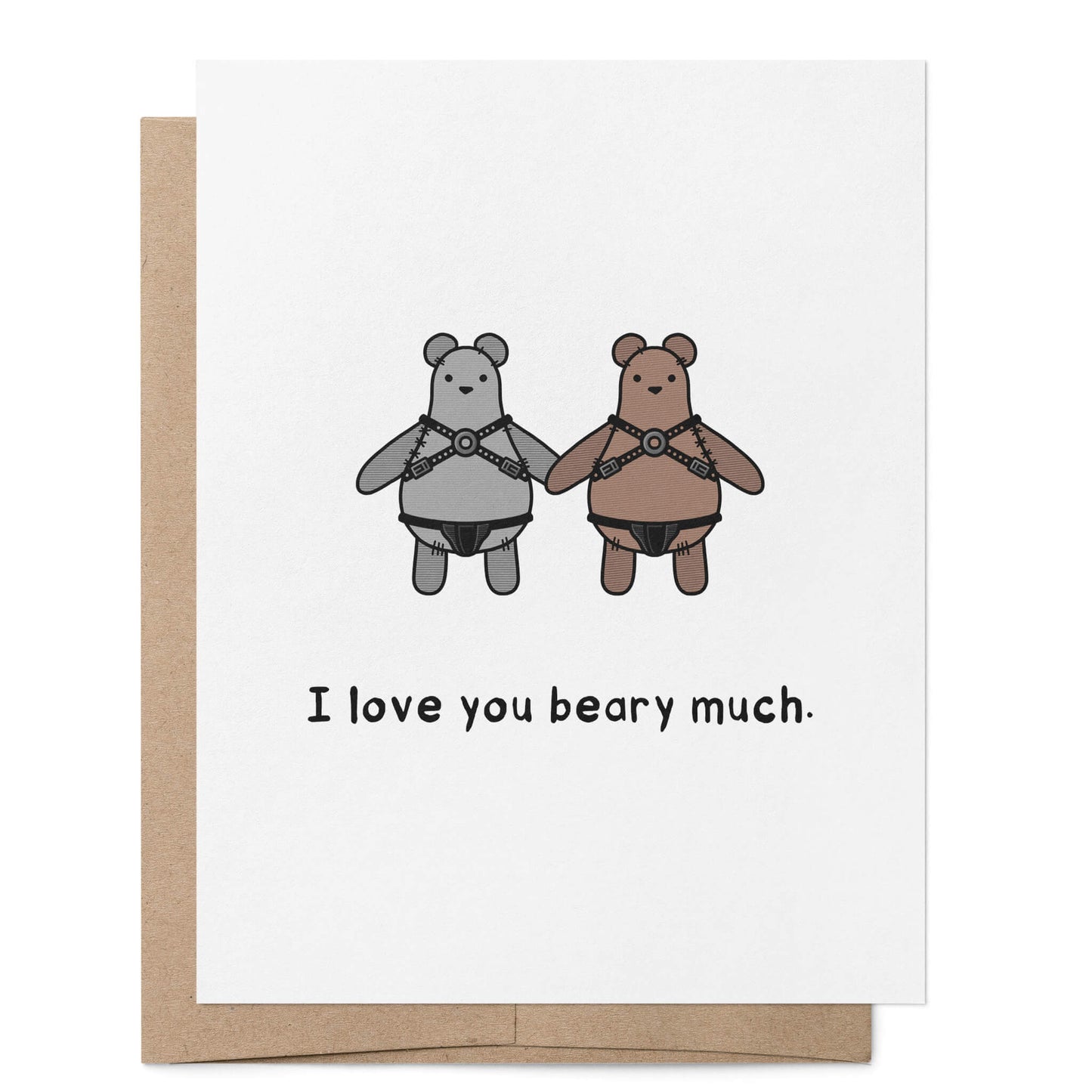 I Love You Beary Much Leather Card