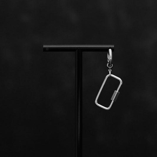 Stainless Steel Rectangle Carabiner Hoop Earring