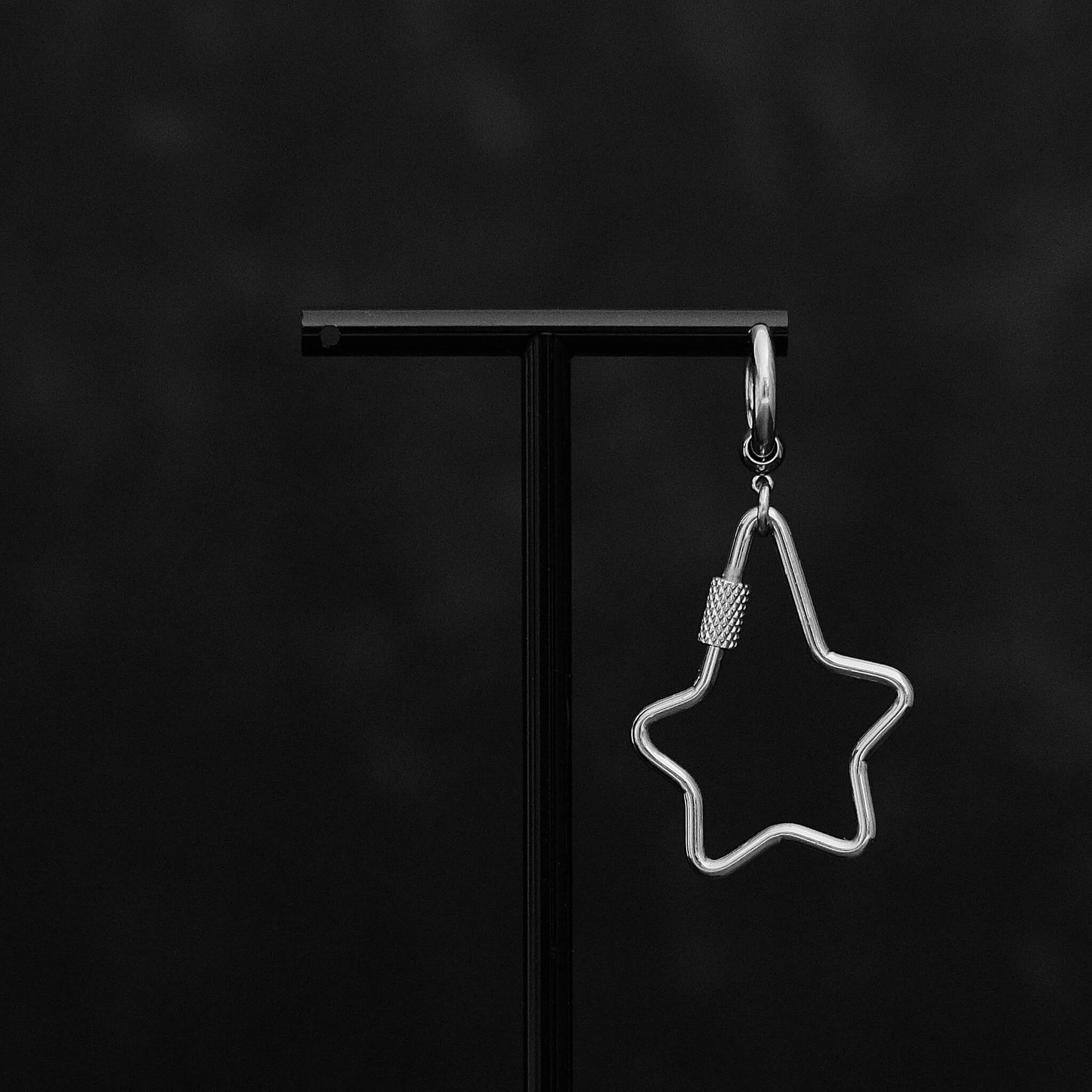 Stainless Steel Star Carabiner Hoop Earring
