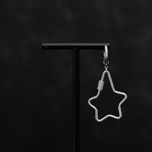 Stainless Steel Star Carabiner Hoop Earring