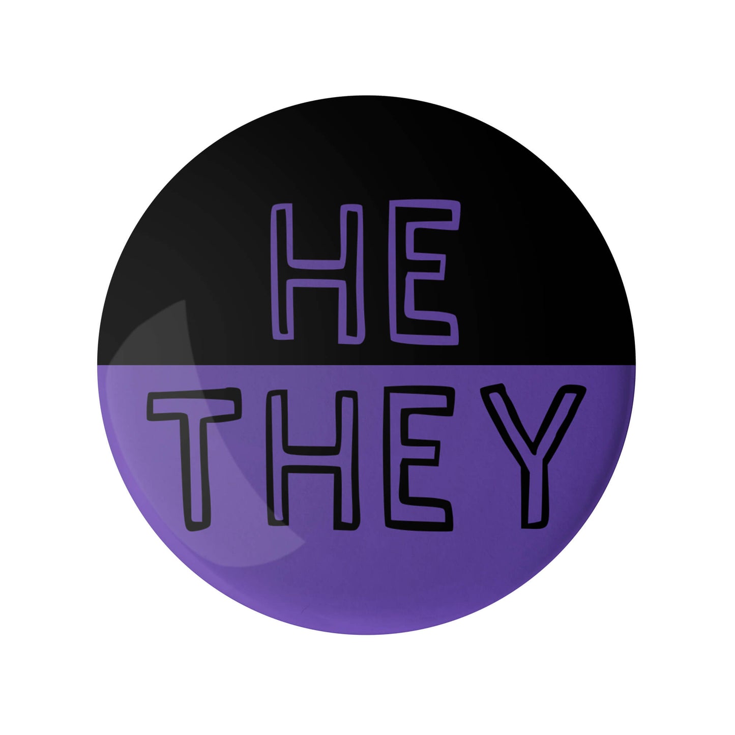 He They Black and Purple Pronoun Pin