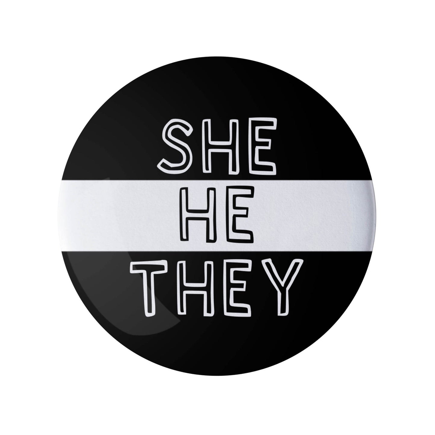 She He They Black and White Pronoun Pin