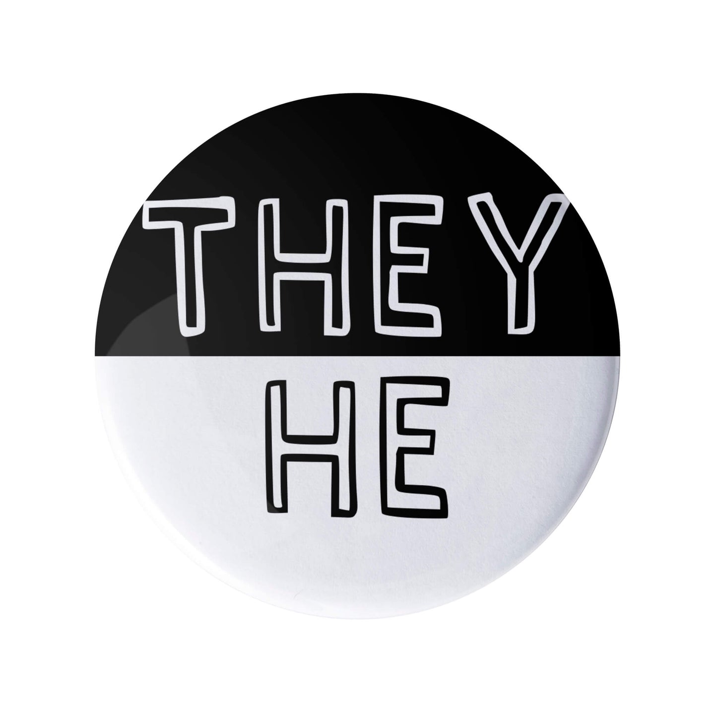 They He Black and White Pronoun Pin