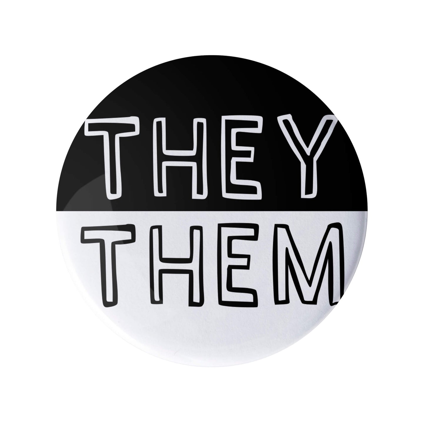 They Them Black and White Pronoun Pin