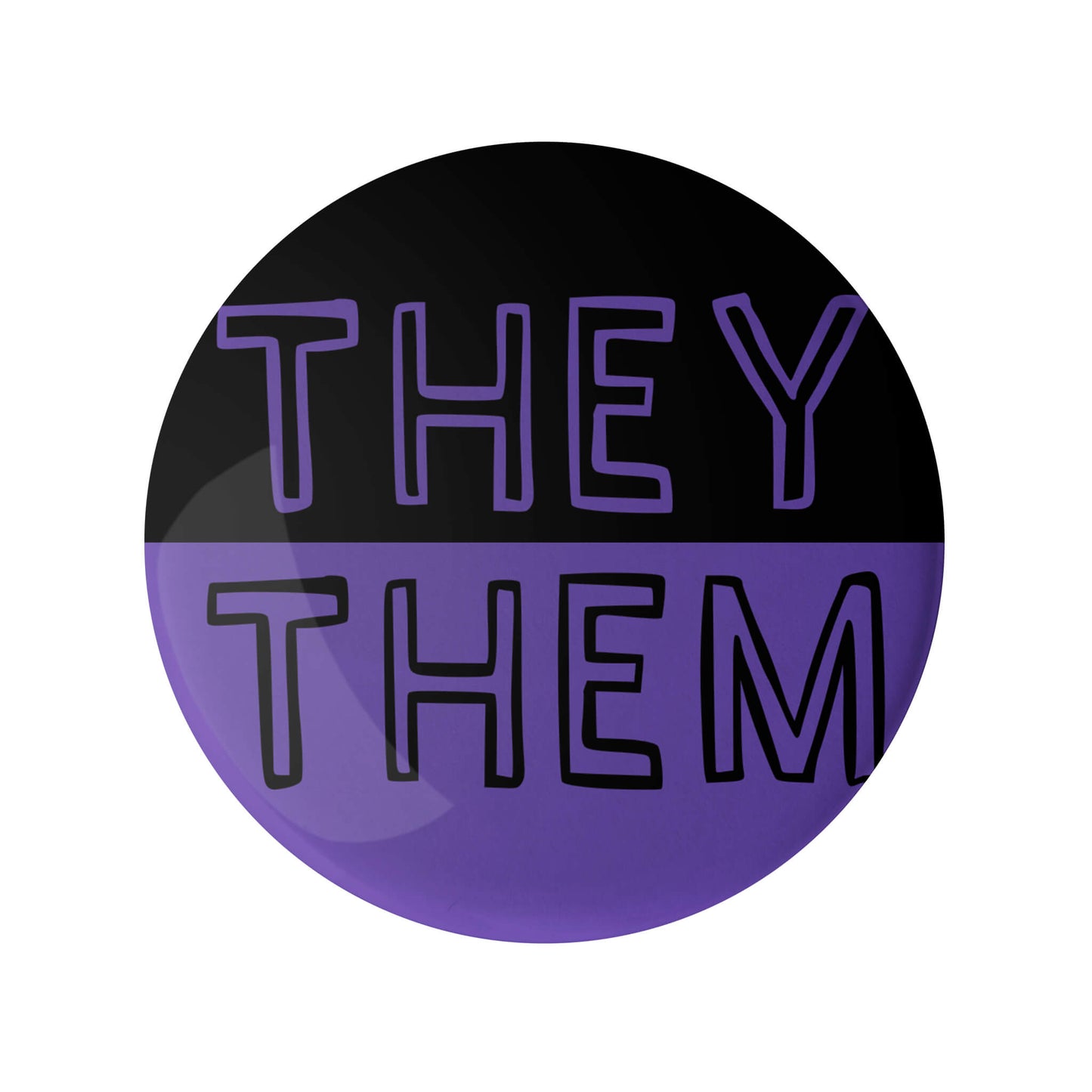 They Them Black and Purple Pronoun Pin