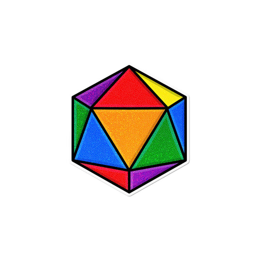 Holographic Gay D20 Dice Sticker