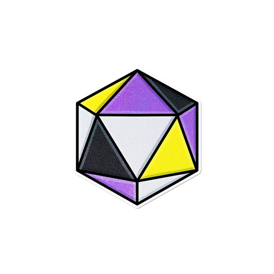 Holographic Nonbinary D20 Dice Sticker