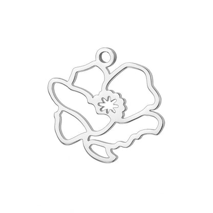 Birth Flower Stainless Steel Carabiner Charm