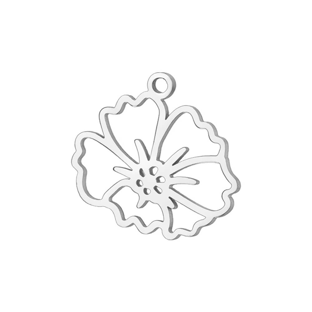 Birth Flower Stainless Steel Carabiner Charm