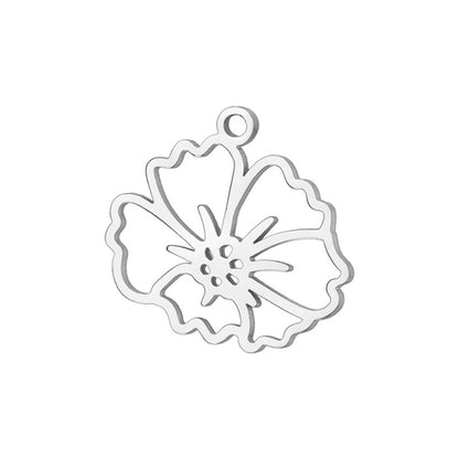 Birth Flower Stainless Steel Carabiner Charm