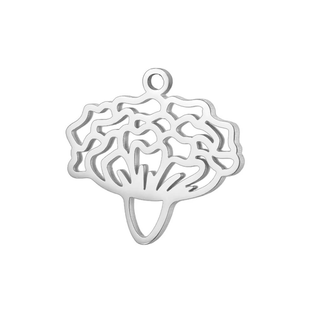 Birth Flower Stainless Steel Carabiner Charm