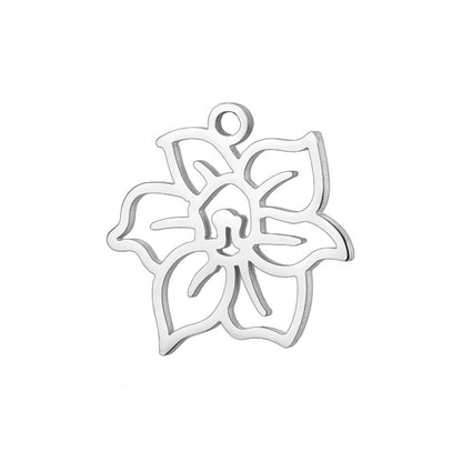 Birth Flower Stainless Steel Carabiner Charm