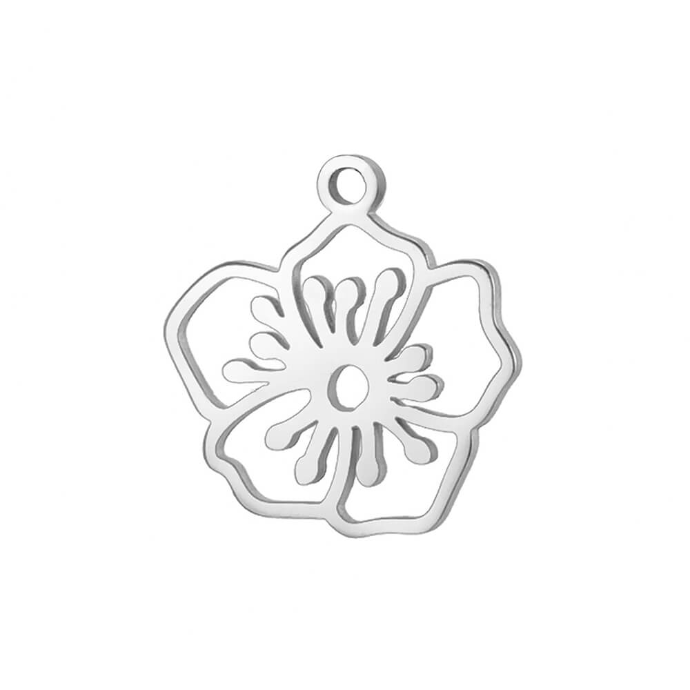 Birth Flower Stainless Steel Carabiner Charm