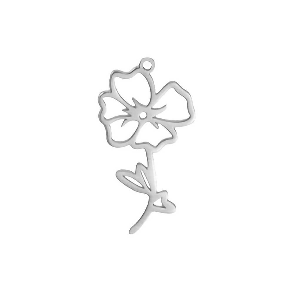Birth Flower Stem Stainless Steel Carabiner Charm