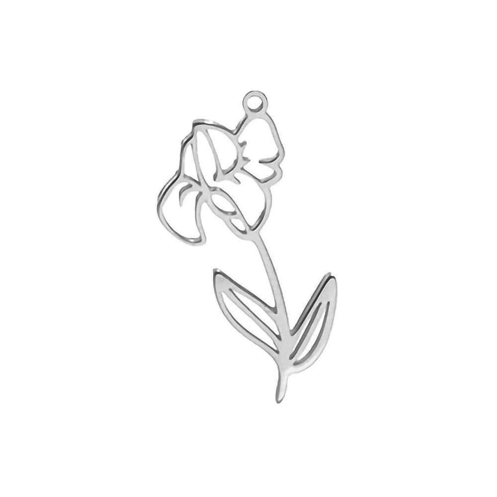 Birth Flower Stem Stainless Steel Carabiner Charm