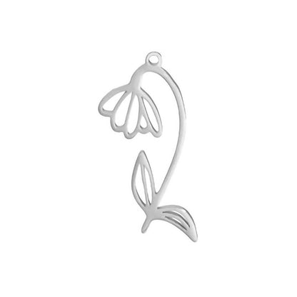 Birth Flower Stem Stainless Steel Carabiner Charm