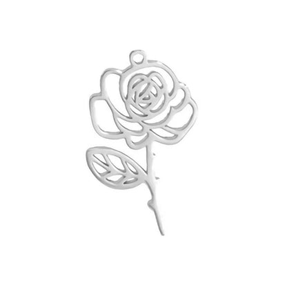 Birth Flower Stem Stainless Steel Carabiner Charm