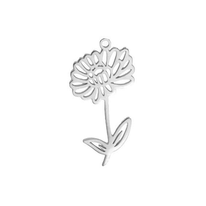 Birth Flower Stem Stainless Steel Carabiner Charm