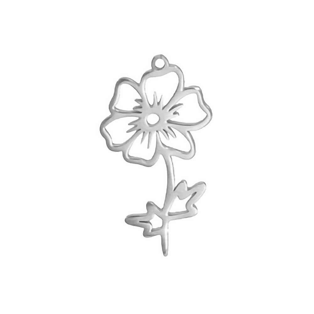 Birth Flower Stem Stainless Steel Carabiner Charm