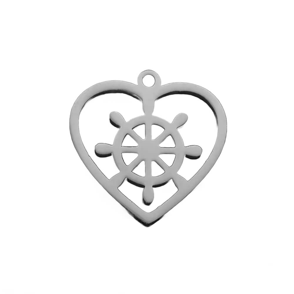 Ship Wheel Stainless Steel Carabiner Charm