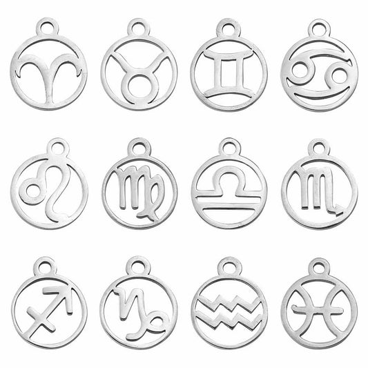 Zodiac Outline Stainless Steel Carabiner Charm