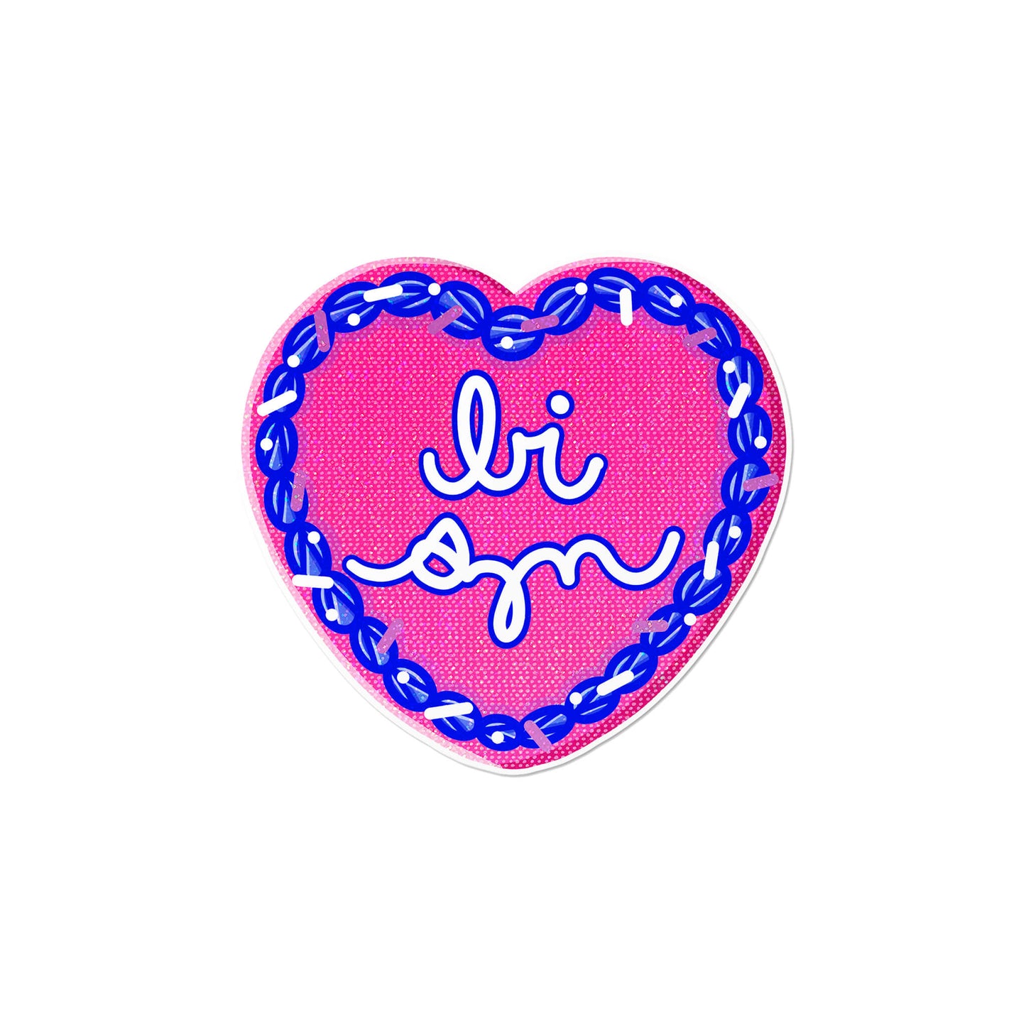 Holographic Bisexual Heart Cake Sticker