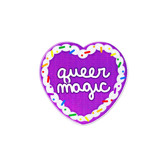 Holographic Queer Heart Cake Sticker