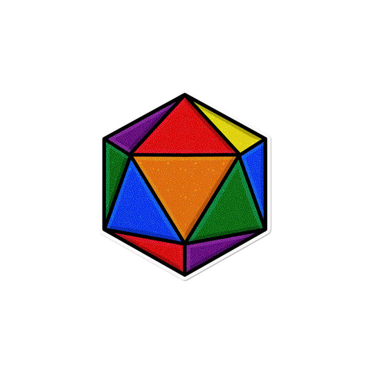 Holographic Gay D20 Dice Sticker