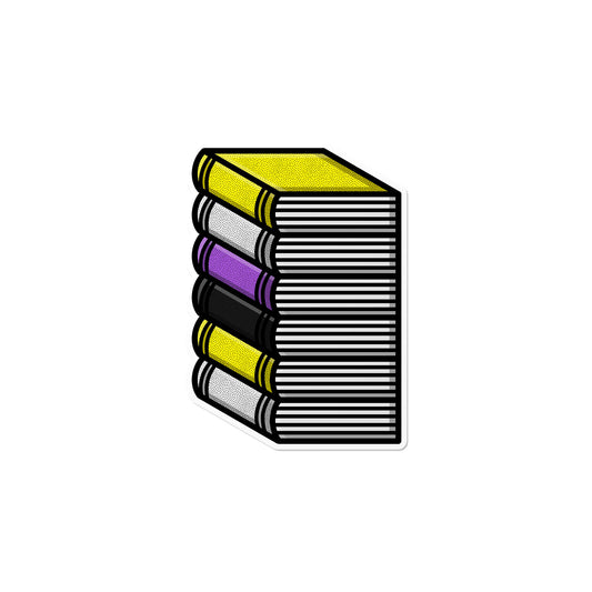 Nonbinary Pile of Books Sticker