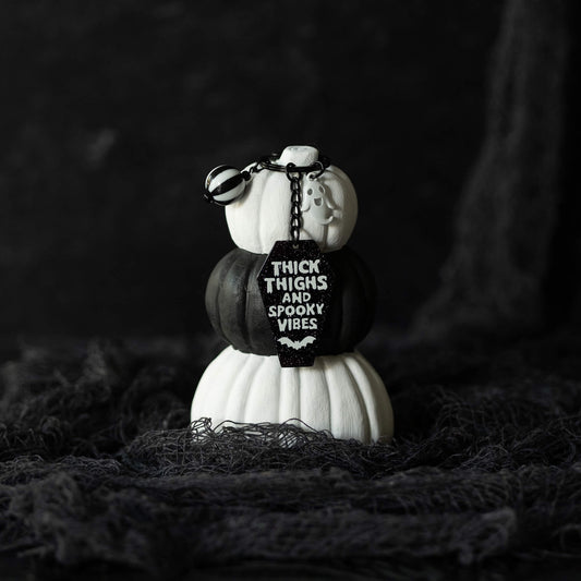 Thick Thighs Spooky Vibes Coffin Keychain